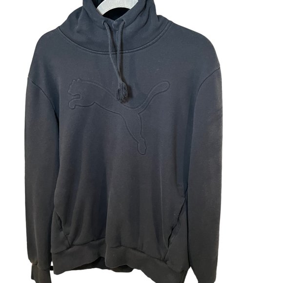 Puma Pullover Hoodie Long Sleeve Drawstring Ribbed Cuff Black Medium - Picture 12 of 12